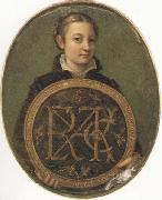 Sofonisba Anguissola, Self-Portrait Holding a Medallion with the Letters of her Father s Name,
